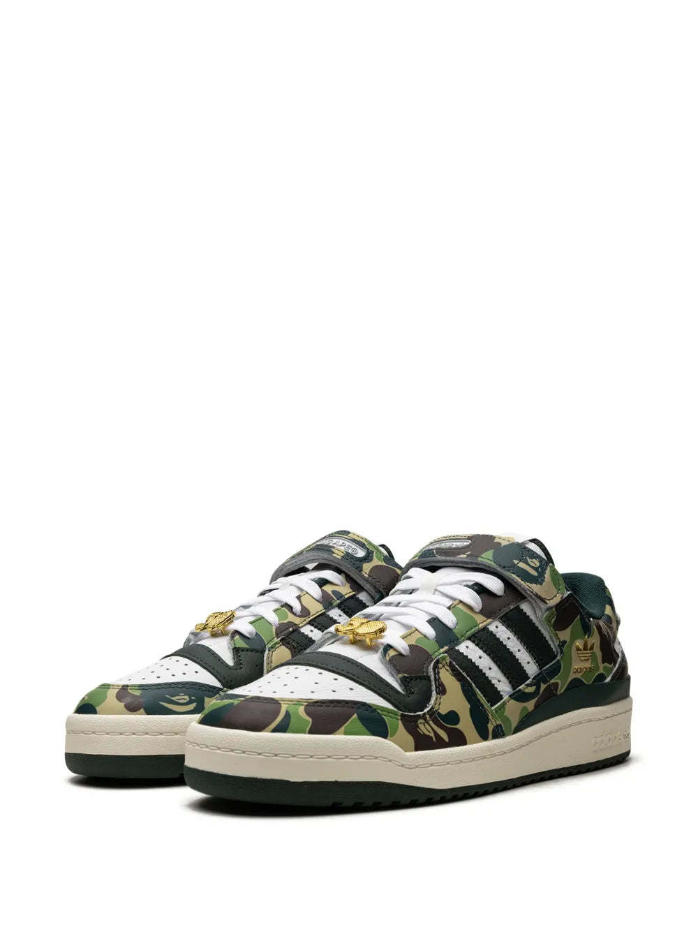 adidas X Bape Forum 84 Low 30Th Anniversary Green Camo Sneakers — Green — Size US M 8 - US W 9.5 — Detail View