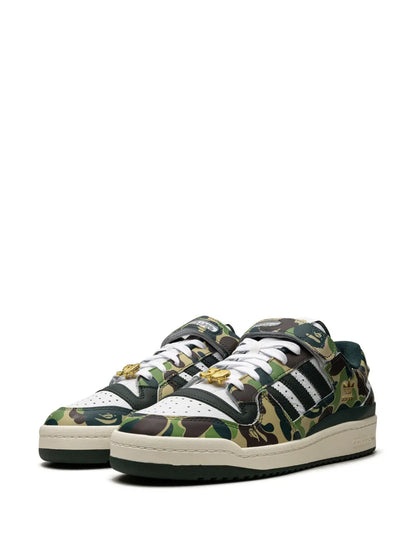 adidas X Bape Forum 84 Low 30Th Anniversary Green Camo Sneakers — Green — Size US M 8 - US W 9.5 — Detail View