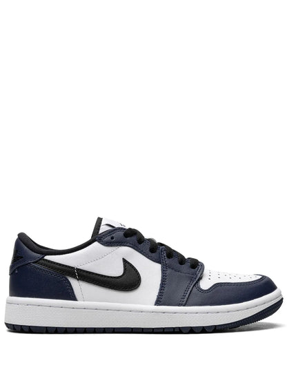Air Jordan 1 Low G Midnight Navy Sneakers — Black/White/Navy Blue — Size US M 9.5 - US W 11 — Front View