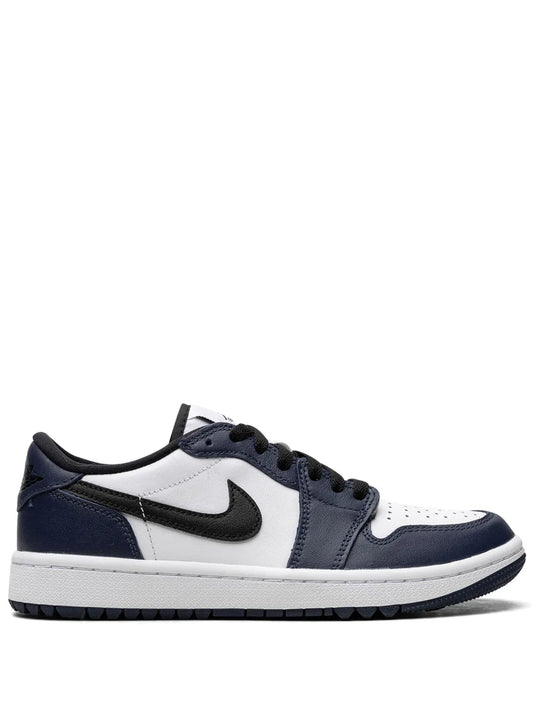 Air Jordan 1 Low G Midnight Navy Sneakers — Black/White/Navy Blue — Size US M 9.5 - US W 11 — Front View