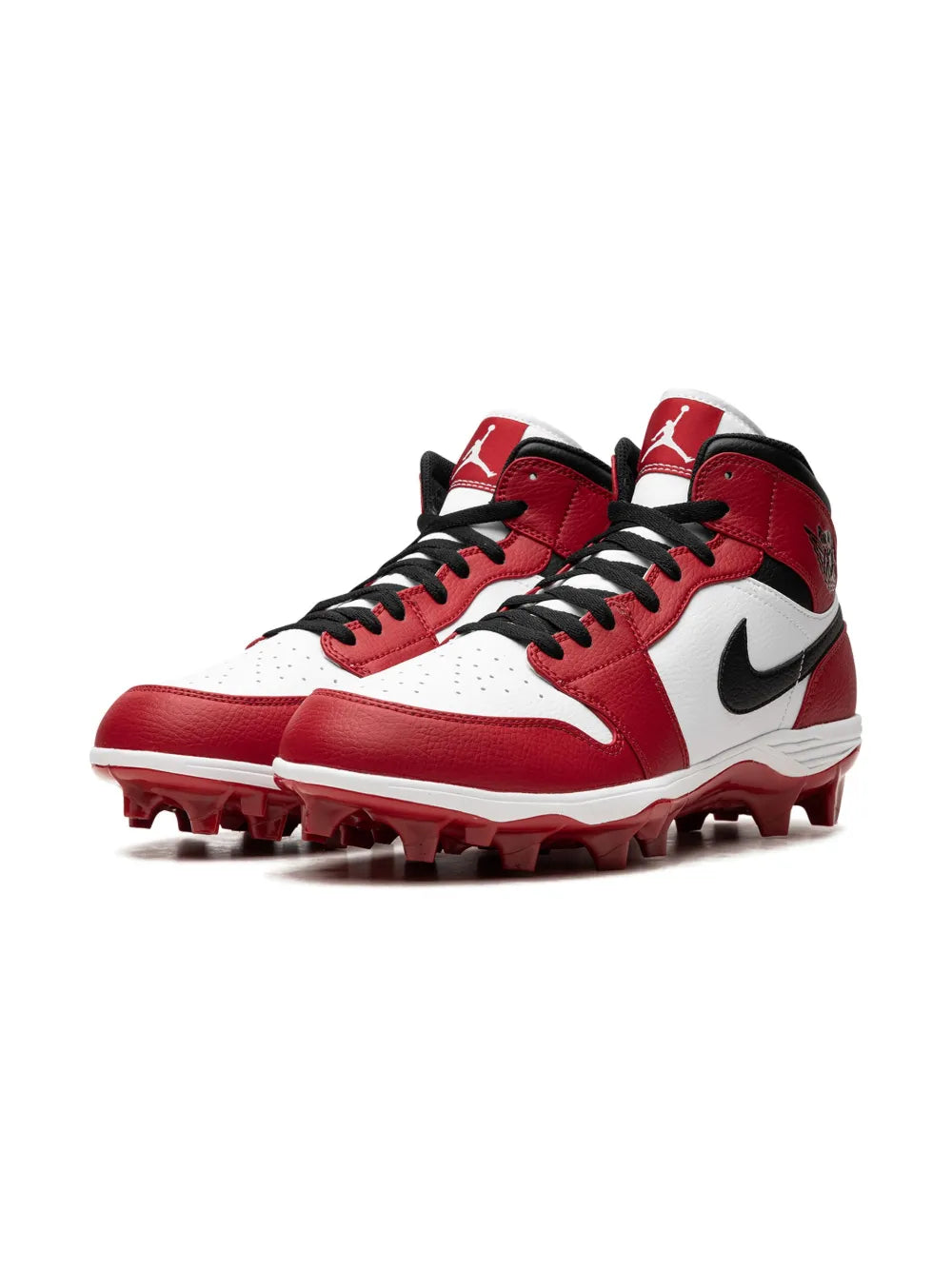 Air Jordan 1 Mid Chicago Baseball Cleats — White/Black/Red — Size US M 10.5 - US W 12 — Detail View