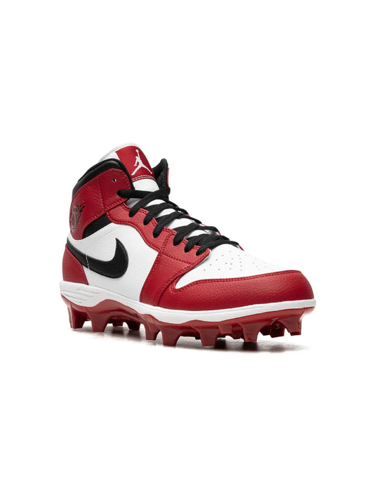 Air Jordan 1 Mid Chicago Baseball Cleats — White/Black/Red — Size US M 10.5 - US W 12 — Front View