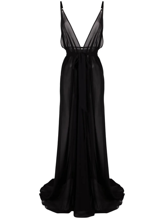 Alchemy V Neck Maxi Dress — Black — Size XS — Front View