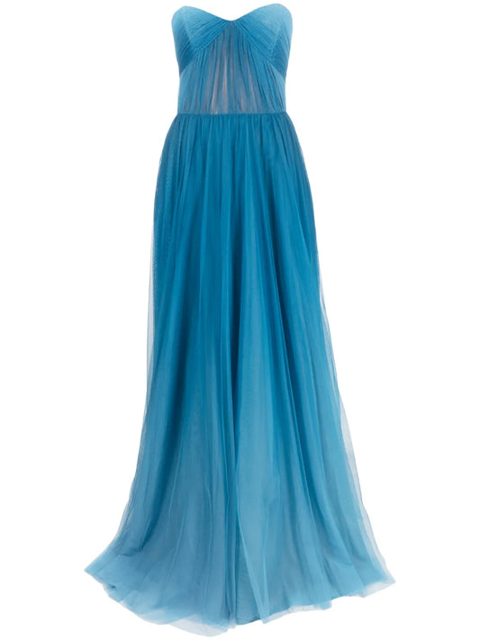 Ana Radu Gradient Effect Organza Maxi Dress — Blue — Size S — Front View