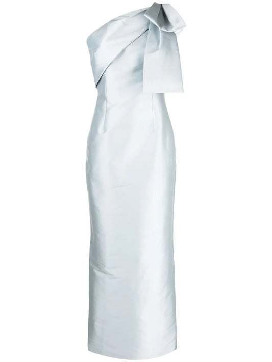 Sachin Babi Bonnie Satin Finish Gown — Blue — Size M — Front View