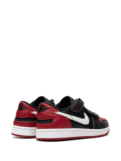 Air Jordan 1 Low Flyease Bred Sneakers — Black/Red/White — Size US M 9.5 - US W 11 — Back View