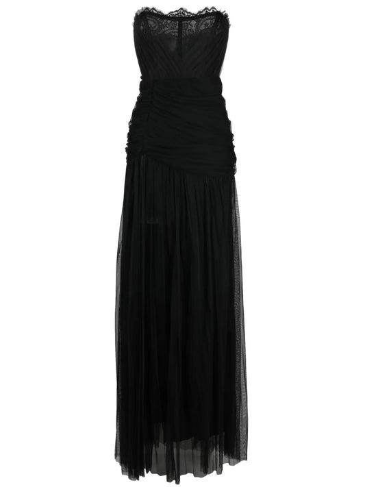 Ana Radu Corset Style Draped Maxi Dress — Black/ Red — Size XS — Front View