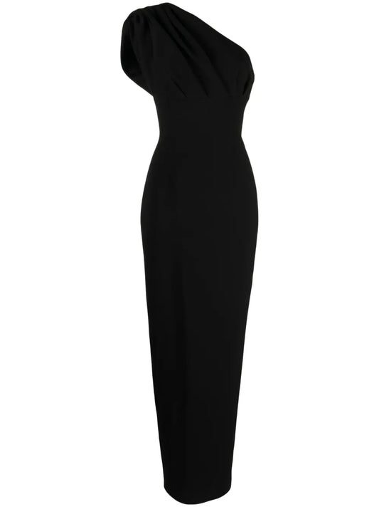 Rachel Gilbert Winnie One Shoulder Gown Dress — Black — Size XS — Front View