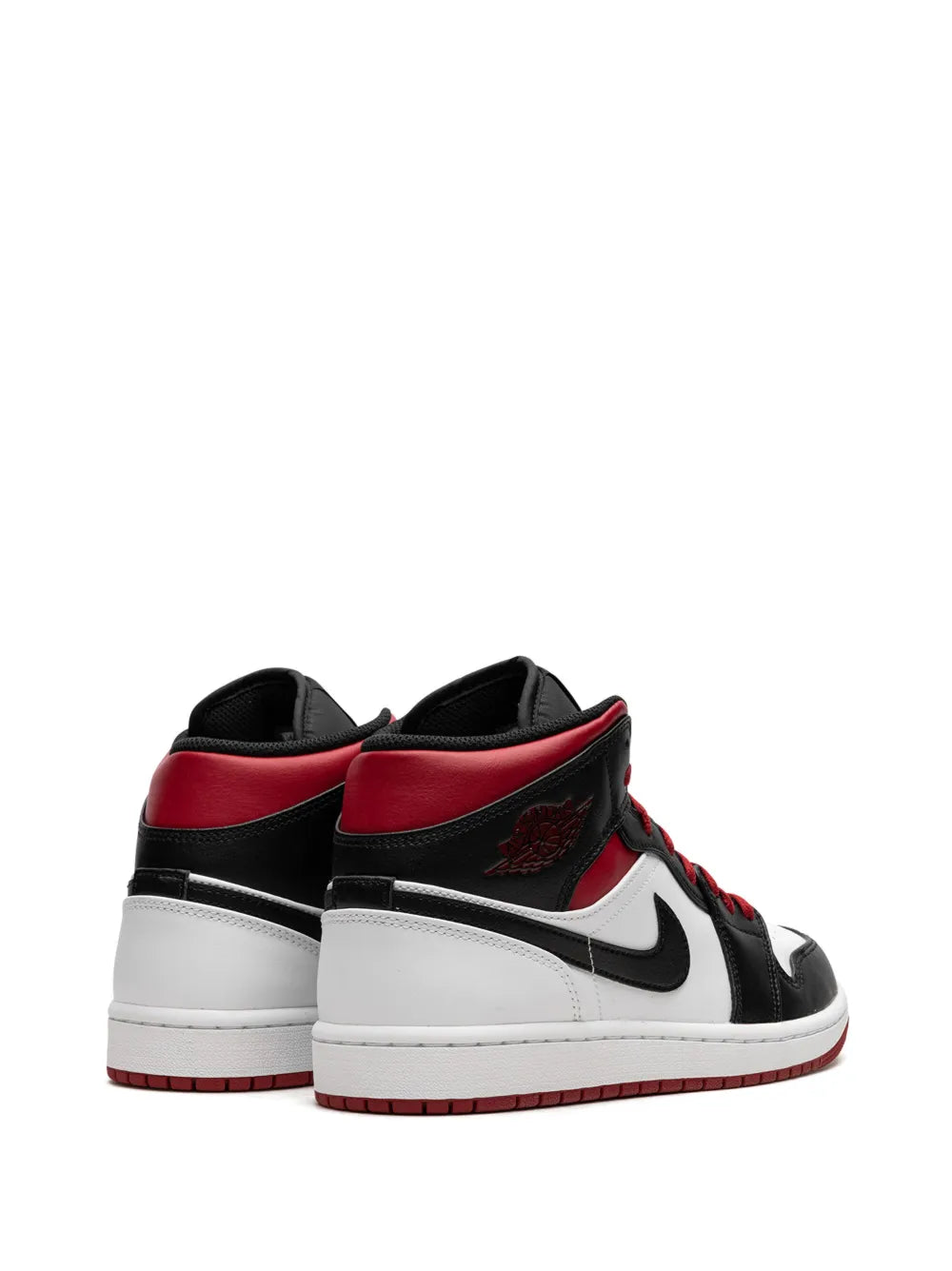 Air Jordan 1 Mid Gym Red/Black Toe Sneakers — White/Black/Red — Size US M 11.5 - US W 13 — Back View