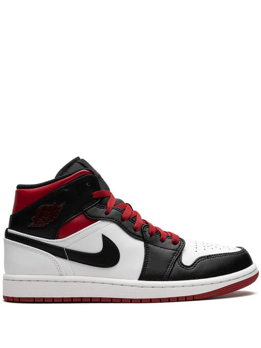 Air Jordan 1 Mid Gym Red/Black Toe Sneakers — White/Black/Red — Size US M 11.5 - US W 13 — Front View