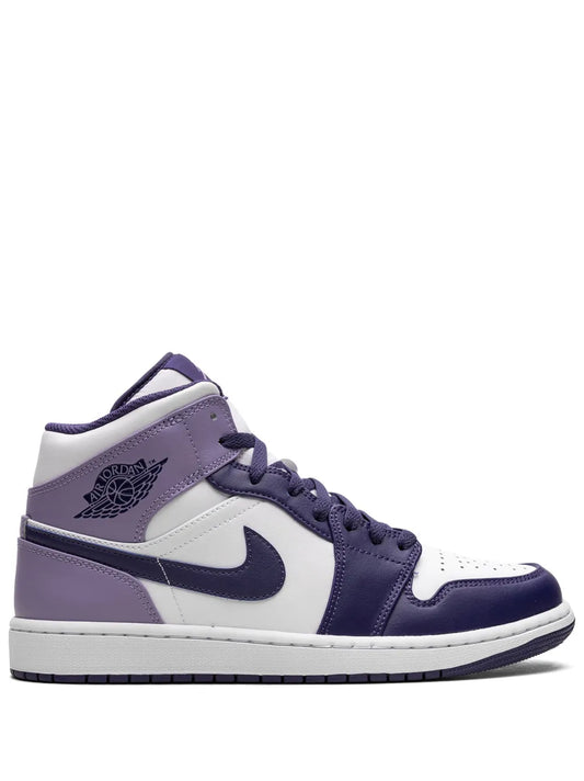 Air Jordan 1 Mid Blueberry Sneakers — Purple/White — Size US M 11.5 - US W 13 — Front View