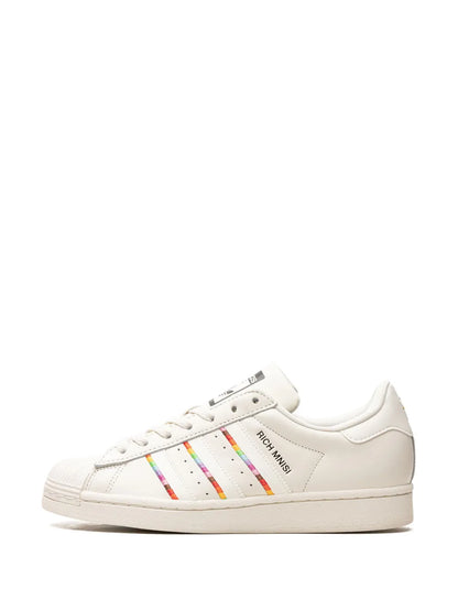 adidas X Rich Mnisi Superstar Pride Sneakers — Cream White — Size US M 9 - US W 10.5 — Detail View