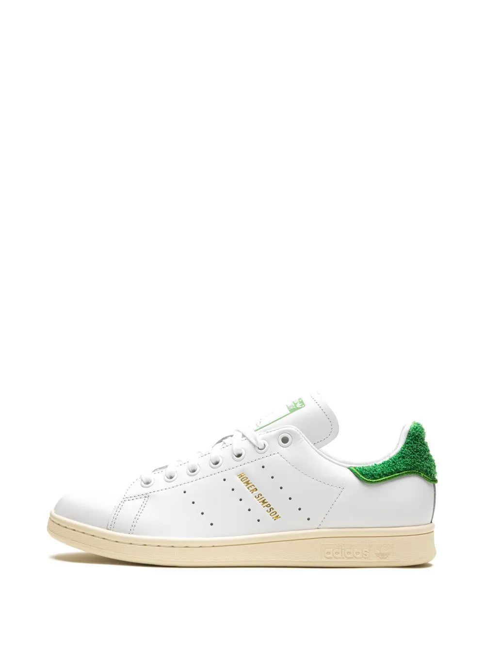 adidas X Homer Simpson Stan Smith Sneakers — White/Emerald Green — Size US M 4 - US W 5.5 — Detail View