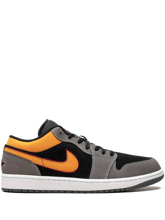 Air Jordan 1 Low Vivid Orange Sneakers — Black/Grey/Orange — Size US M 9.5 - US W 11 — Front View