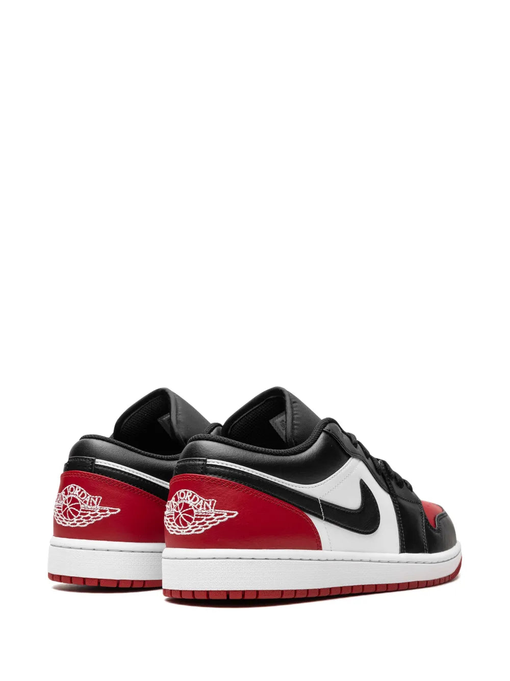 Air Jordan 1 Low Bred Toe Sneakers — White/Black/Red — Size US M 10.5 - US W 12 — Back View