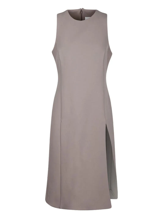 Ami Paris Virgin Wool Midi Dress — Beige — Size XS — Front View