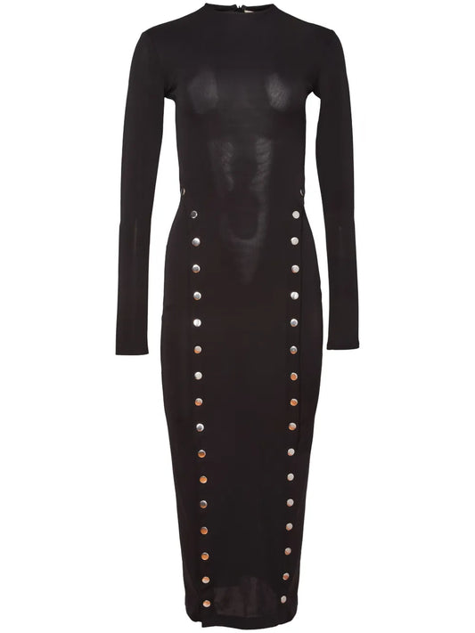 Fleur Du Mal Undo Me Midi Dress — Black/ Silver — Size S — Front View