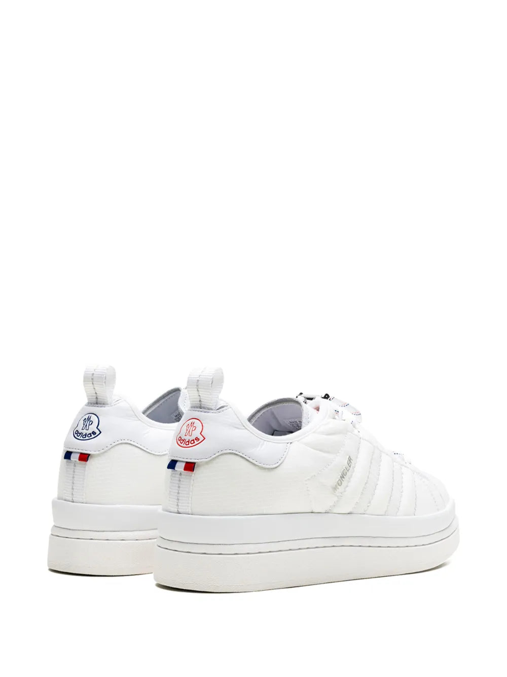 adidas X Moncler Campus Core White Sneakers — White — Size US M 6 - US W 7.5 — Back View