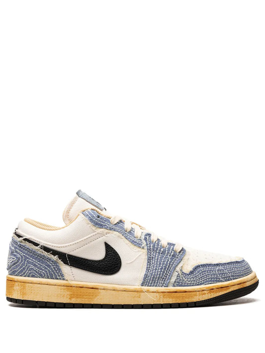 Air Jordan 1 Low Se Sashiko Denim Sneakers — White — Size US M 11.5 - US W 13 — Front View