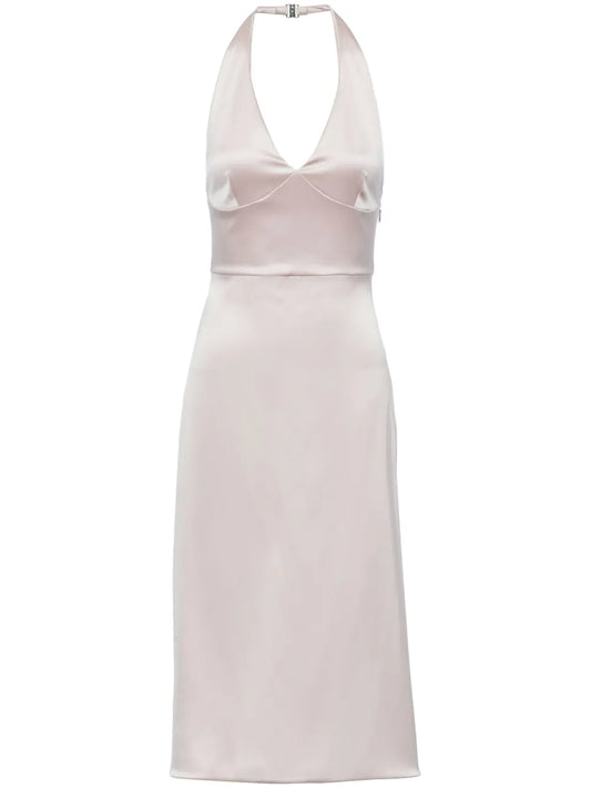 Prada Re Edition 1995 Halterneck Midi Dress — Red/ Pink — Size XS — Front View