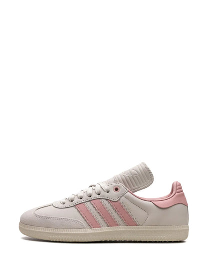 adidas X Pharrell Samba Humanrace Aluminum Sneakers — Light Beige/Pink — Size US M 6 - US W 7.5 — Detail View