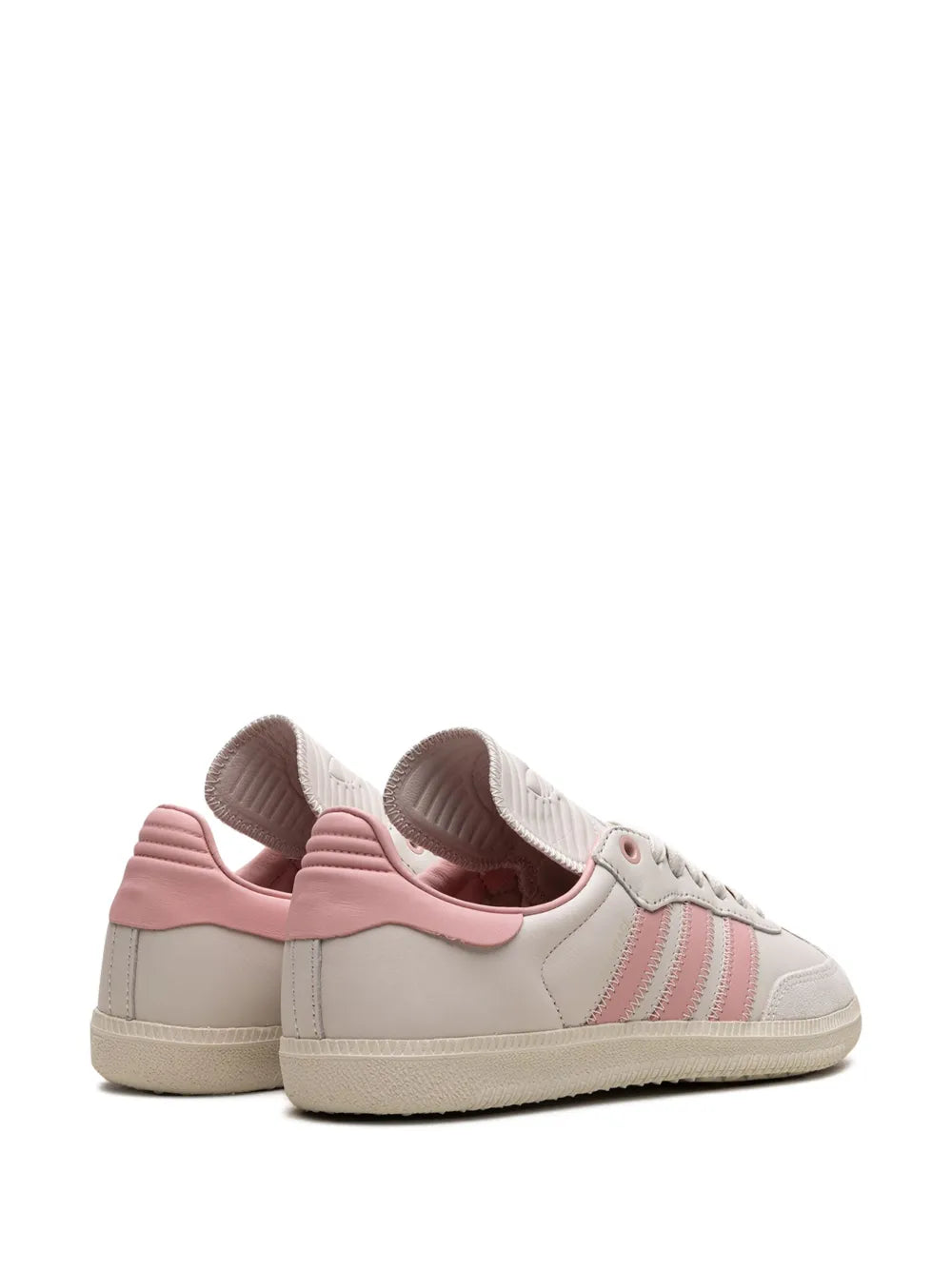adidas X Pharrell Samba Humanrace Aluminum Sneakers — Light Beige/Pink — Size US M 6 - US W 7.5 — Back View