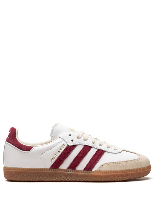 adidas X Sporty & Rich Samba Og Sneakers — White/Burgundy/Ecru — Size US M 9 - US W 10.5 — Front View