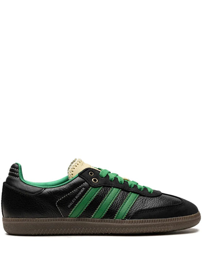 adidas X Wales Bonner Samba Black Sneakers — Black/Green/Ecru — Size US M 9 - US W 10.5 — Front View