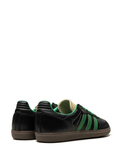 adidas X Wales Bonner Samba Black Sneakers — Black/Green/Ecru — Size US M 9 - US W 10.5 — Back View
