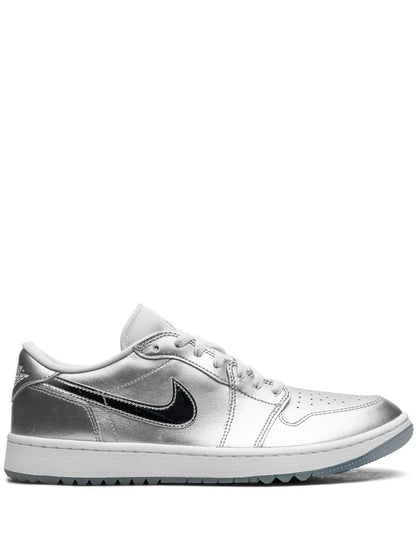 Air Jordan 1 Low Golf Gift Giving Sneakers — Silver-Tone — Size US M 9.5 - US W 11 — Front View