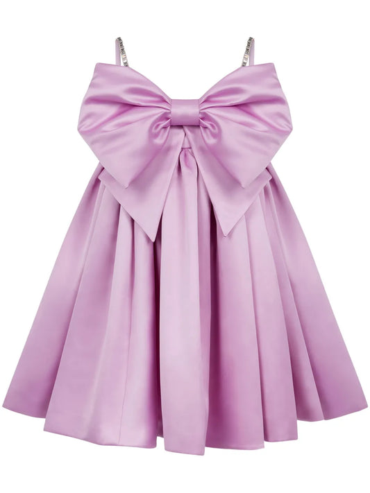 Nina Ricci Giant Bow Sleeveless Dress — Red/ Pink — Size XS — Front View