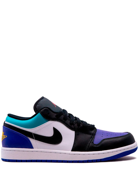 Air Jordan 1 Low Aqua Sneakers — White/Multicolour — Size US M 11.5 - US W 13 — Front View
