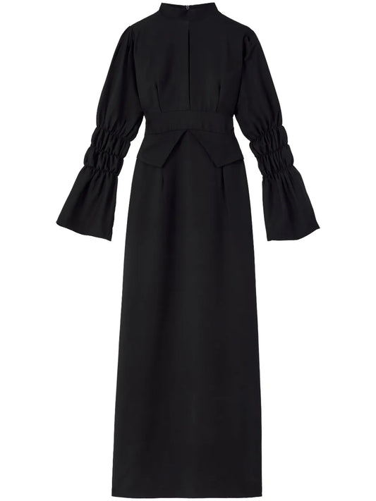 Destree Keith Ruched Sleeve Dress — Black — Size XS — Front View