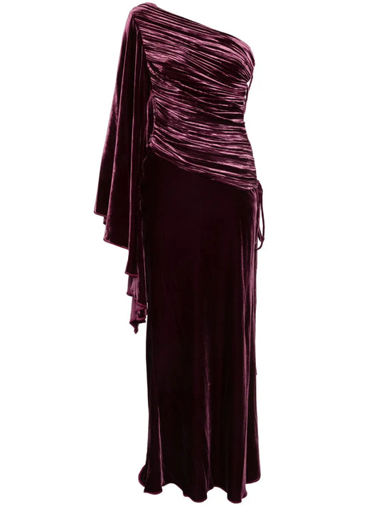 Maria Lucia Hohan Yolanda Velvet Maxi Dress — Red/ Purple — Size XS — Front View