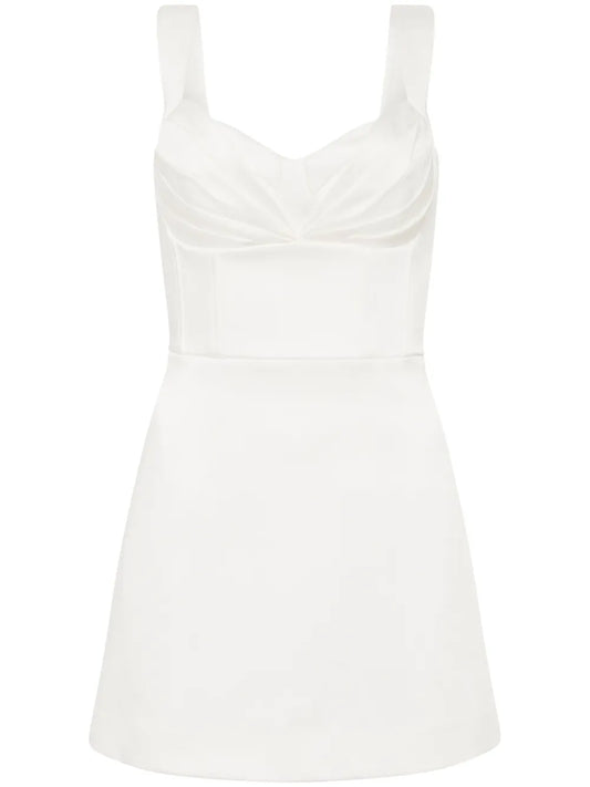 Rebecca Vallance Delaney Draped Minidress — White/ Ivory — Size XS — Front View