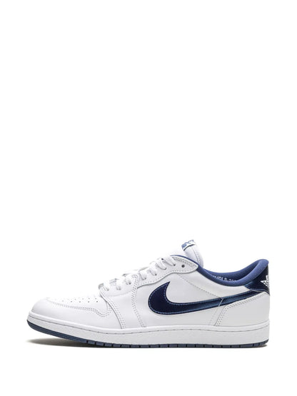 Air Jordan 1 Low 85 Metallic Navy Sneakers — White — Size US M 11.5 - US W 13 — Detail View