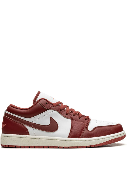 Air Jordan 1 Low Se Dune Red Sneakers — White/Dark Red — Size US M 9.5 - US W 11 — Front View