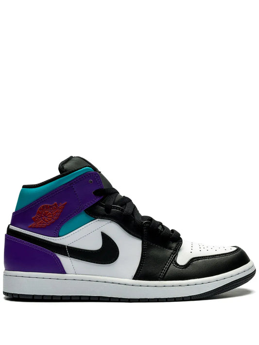Air Jordan 1 Mid Aqua Sneakers — Black — Size US M 9.5 - US W 11 — Front View