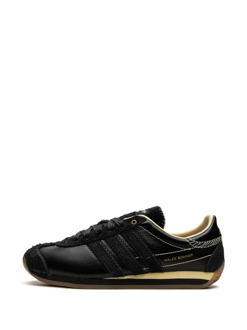 adidas X Wales Bonner Country Core Black/Easy Yellow Sneakers — Black/Pastel Yellow/Suede — Size US M 9 - US W 10.5 — Detail View