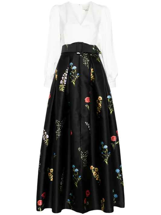 Sachin Babi Zoe Colour Block Gown — Black/ White — Size XS — Front View