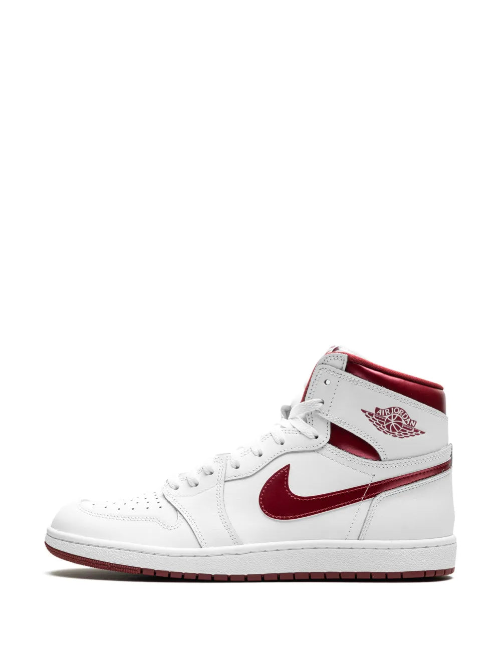 Air Jordan 1 High 85 Metallic Burgundy Sneakers — White — Size US M 6.5 - US W 8 — Lifestyle View