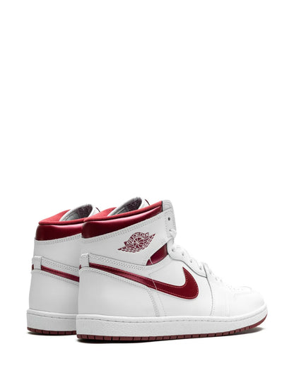 Air Jordan 1 High 85 Metallic Burgundy Sneakers — White — Size US M 6.5 - US W 8 — Back View