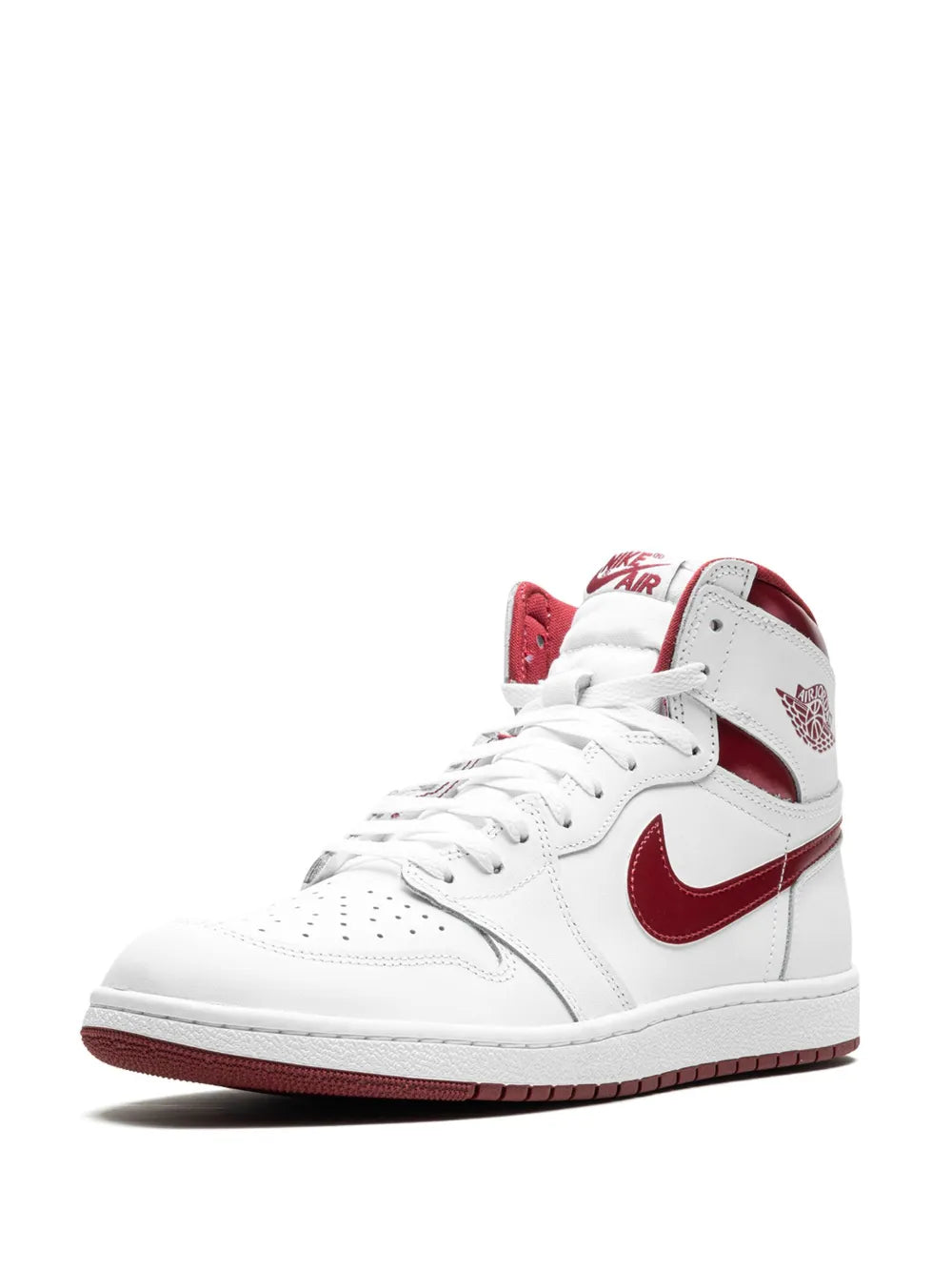 Air Jordan 1 High 85 Metallic Burgundy Sneakers — White — Size US M 6.5 - US W 8 — Top View