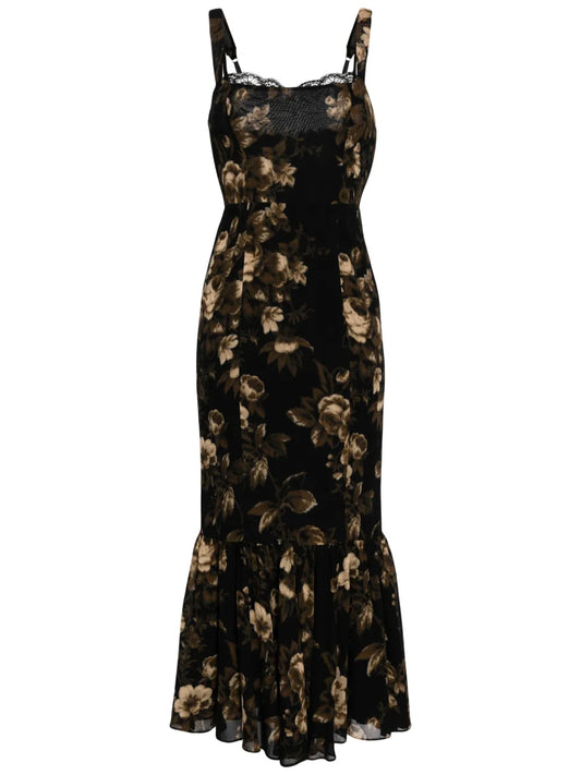 Reformation Irisa Floral Print Dress — Black — Size XS — Front View