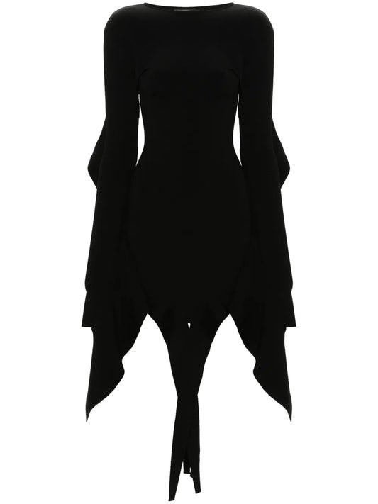 Mugler Asymmetric Mini Dress — Black — Size XS — Front View