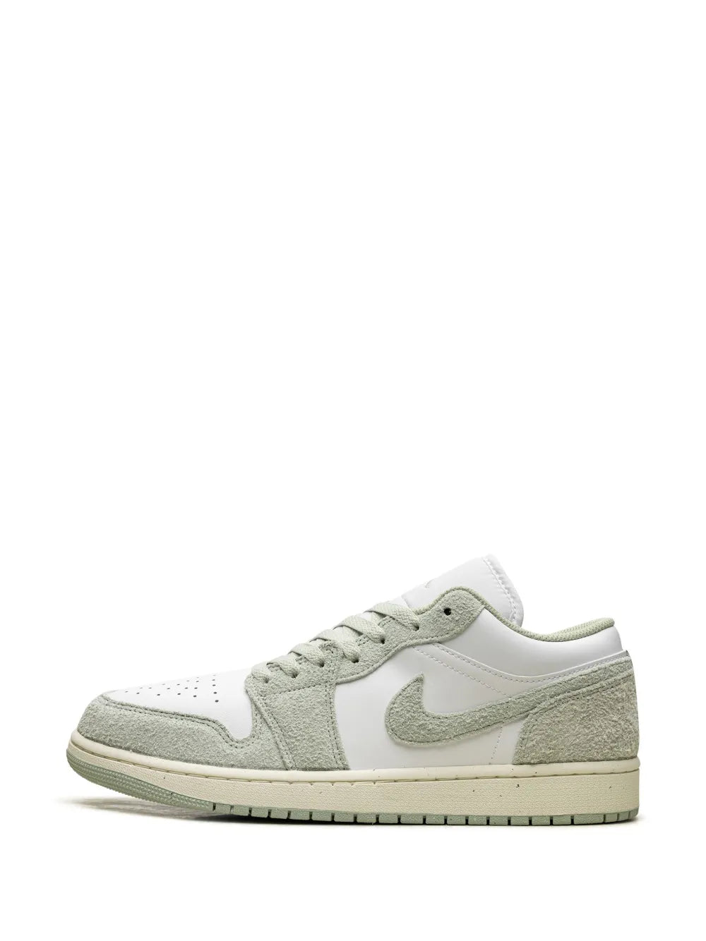 Air Jordan 1 Lace-Up Sneakers — White/Sage Green — Size US M 11.5 - US W 13 — Detail View