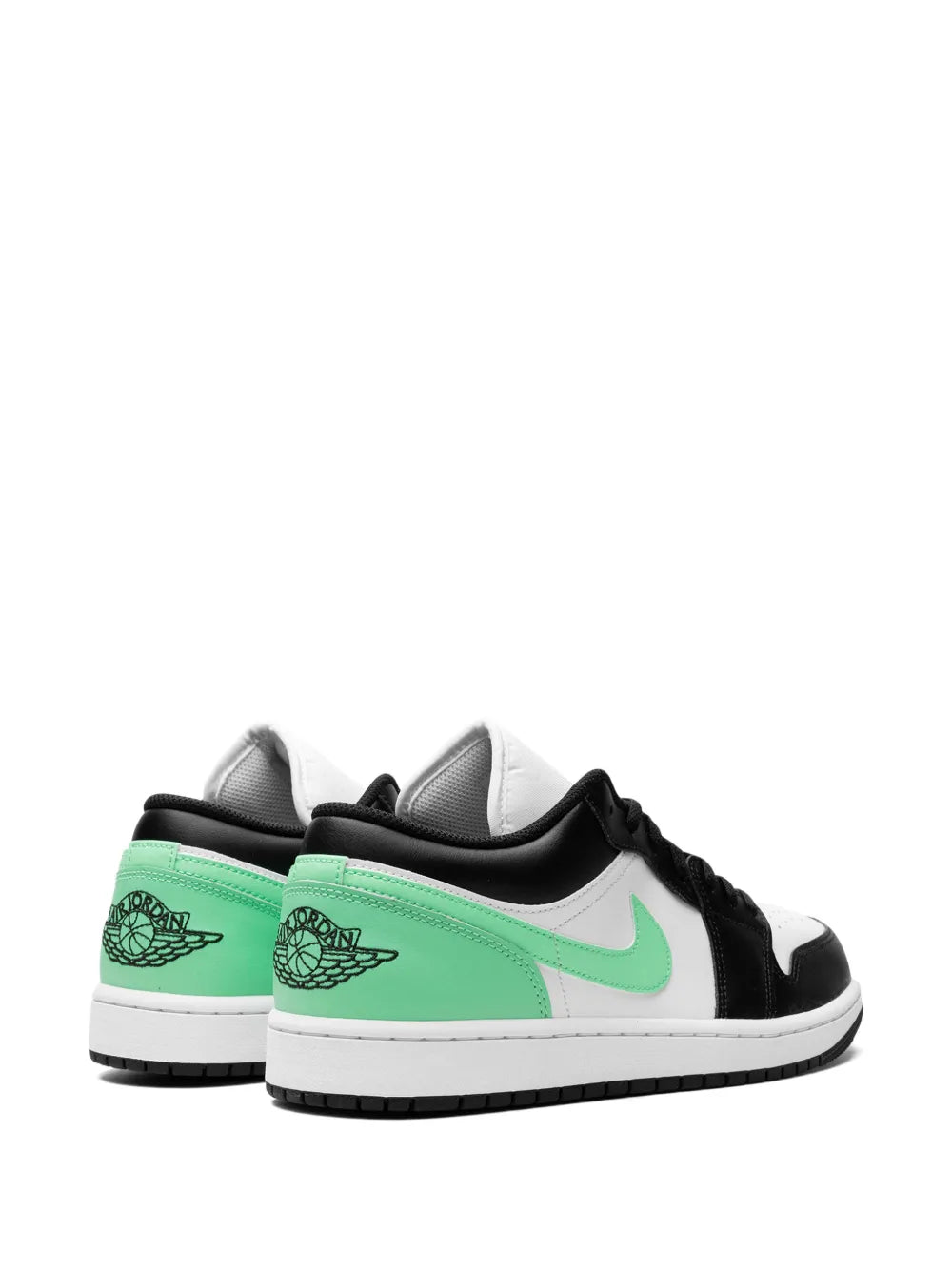 Air Jordan 1 Low Green Glow Sneakers — Black/White/Green — Size US M 11.5 - US W 13 — Back View