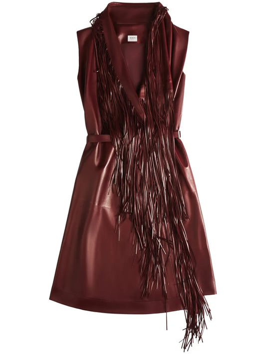 Tods Leather Midi Dress — Same as shown — Size M — Front View