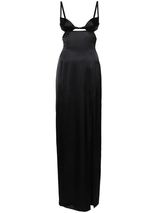 Nensi Dojaka Double Petal Maxi Dress — Black — Size XS — Front View