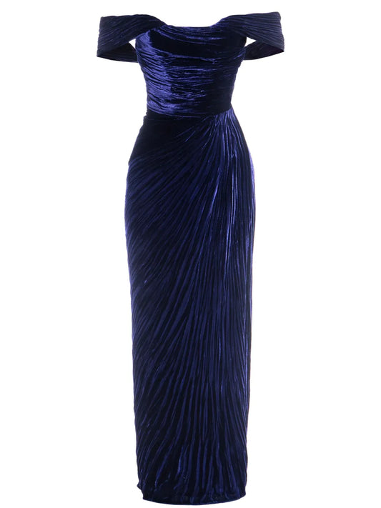 Maria Lucia Hohan Yara Midi Dress — Blue/ Navy — Size S — Front View
